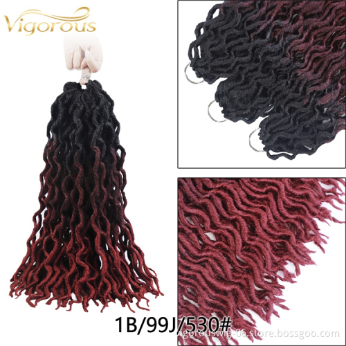Vigorous custom label wholesale synthetic ombre pre stretched curly hair extensions gypsy faux locs crochet braiding hair